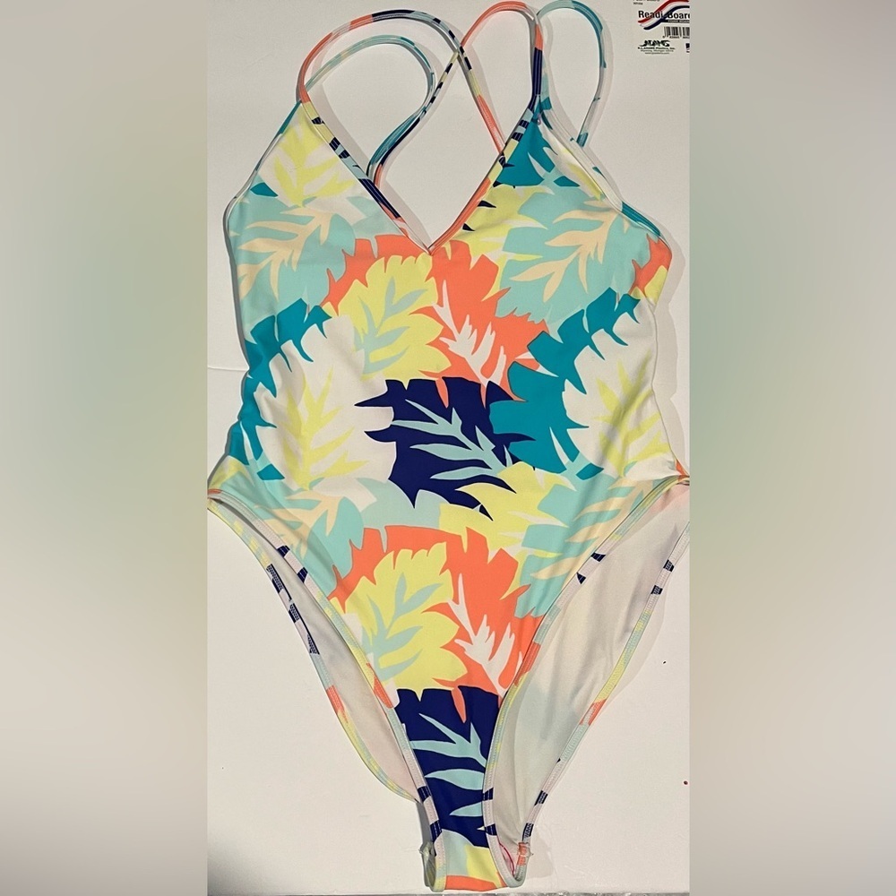 Forever 21 Multicolor Leaf Print One Piece Swimsuit